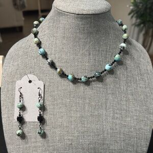 Natural Stone and Swarovski Crystal Necklace and Earring Set!
